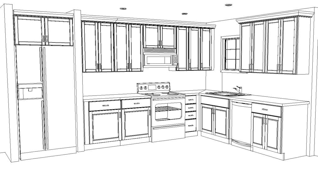 The Lshape kitchen plan with standard dimensions by using the AutoCAD   Download Scientific Diagram